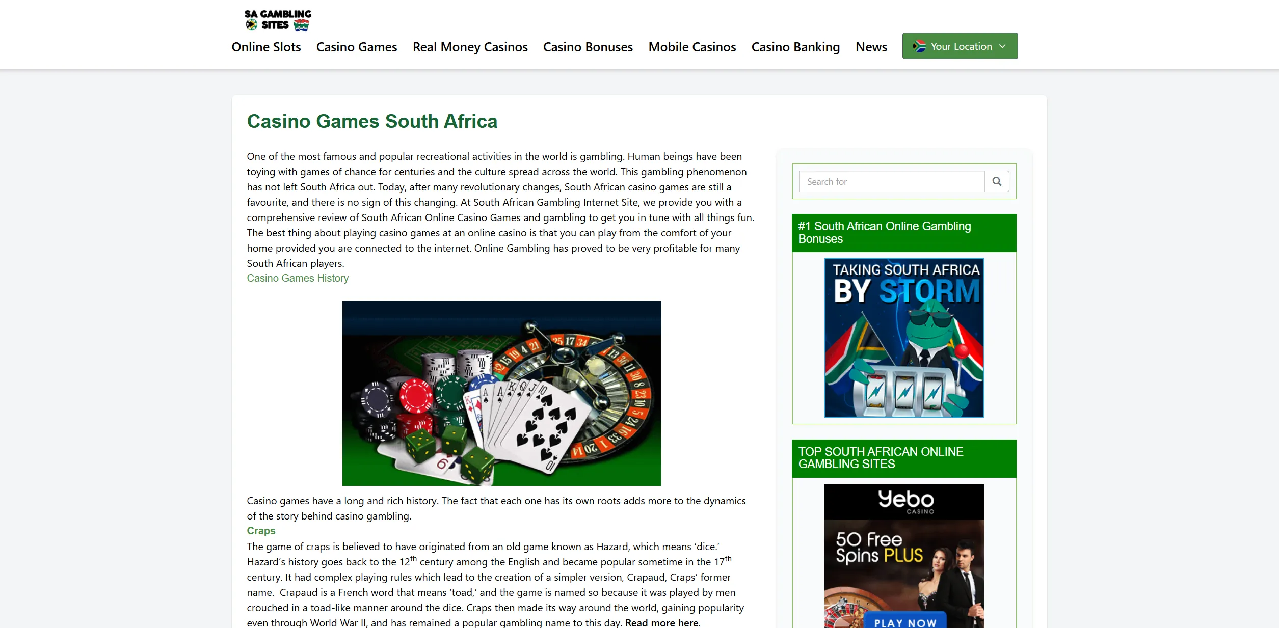 Screenshot of Sagamblingsites.co.za - Casino Bonuses South Africa | South African Casino Bonuses
